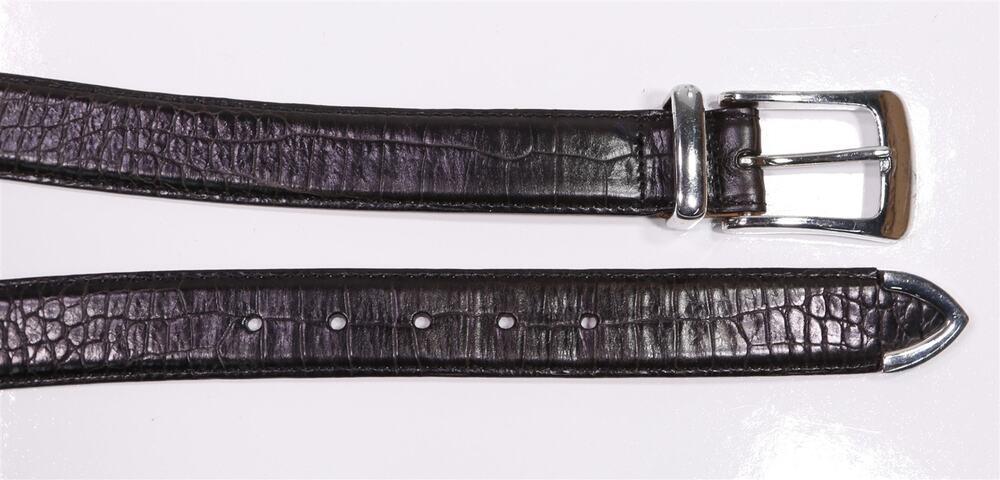 Martin Dingman Black w/ Silver Buckle Crocodile Belt Mens 95 / 38